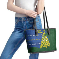 Solomon Islands Christmas Leather Tote Bag Seashell Xmas Tree Tribal Waves DT05 - Polynesian Pride