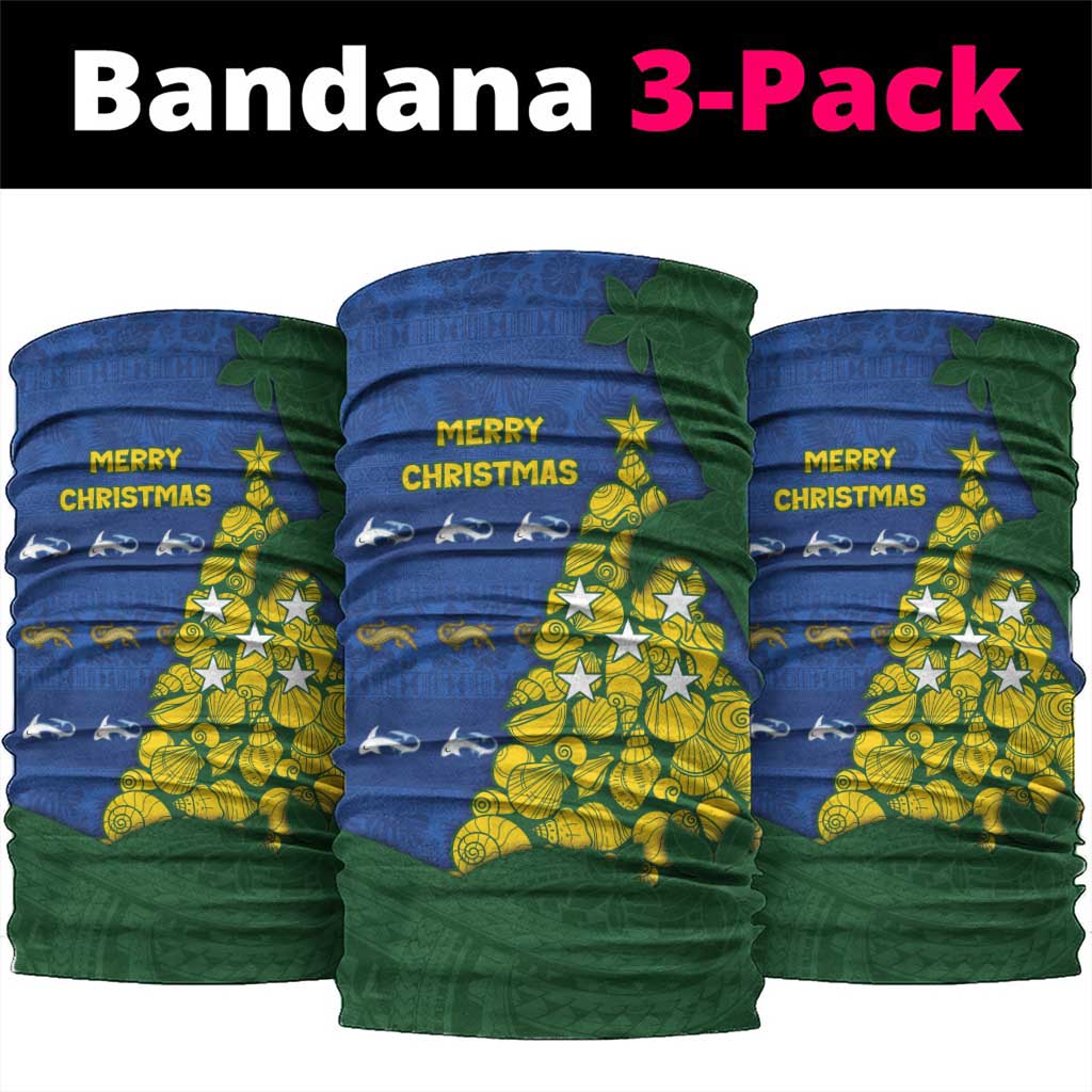 Solomon Islands Christmas Neck Gaiter Seashell Xmas Tree Tribal Waves DT05 package One Size: 25*50cm Navy - Polynesian Pride