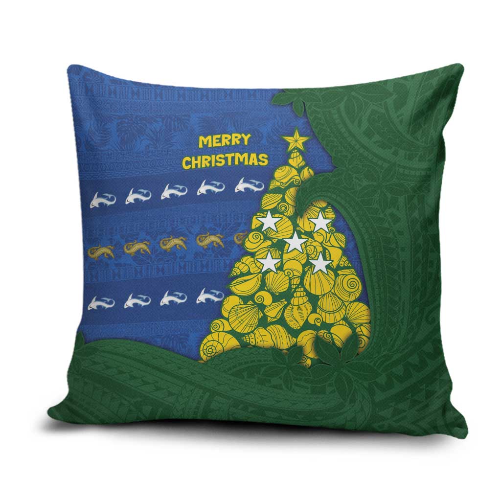 Solomon Islands Christmas Pillow Cover Seashell Xmas Tree Tribal Waves DT05 Navy - Polynesian Pride