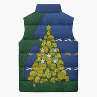 Solomon Islands Christmas Sleeveless Puffer Jacket Seashell Xmas Tree Tribal Waves DT05 - Polynesian Pride