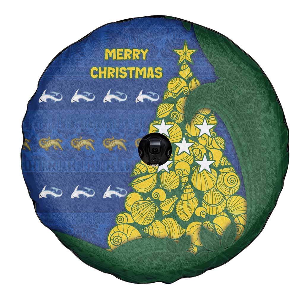 Solomon Islands Christmas Spare Tire Cover Seashell Xmas Tree Tribal Waves DT05 - Polynesian Pride
