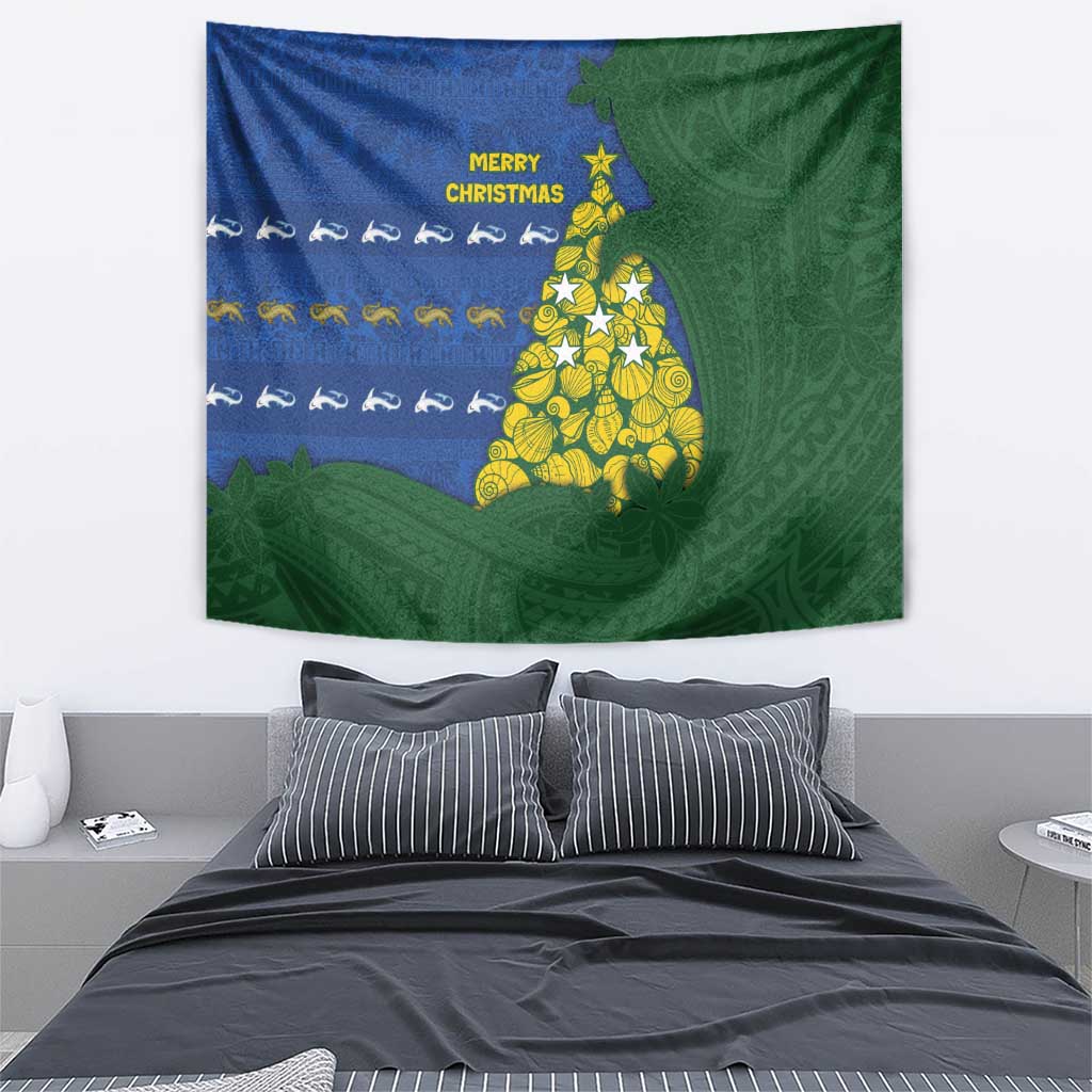 Solomon Islands Christmas Tapestry Seashell Xmas Tree Tribal Waves DT05 - Polynesian Pride