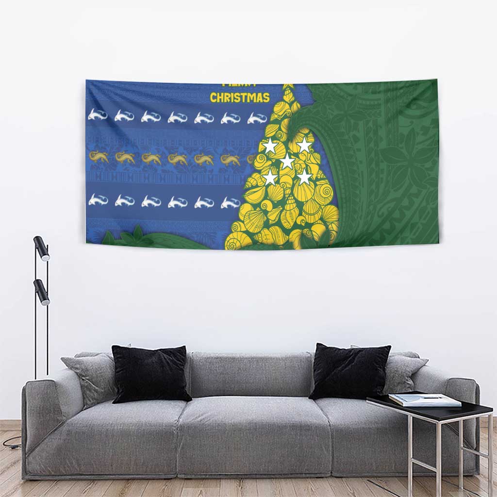 Solomon Islands Christmas Tapestry Seashell Xmas Tree Tribal Waves DT05 - Polynesian Pride