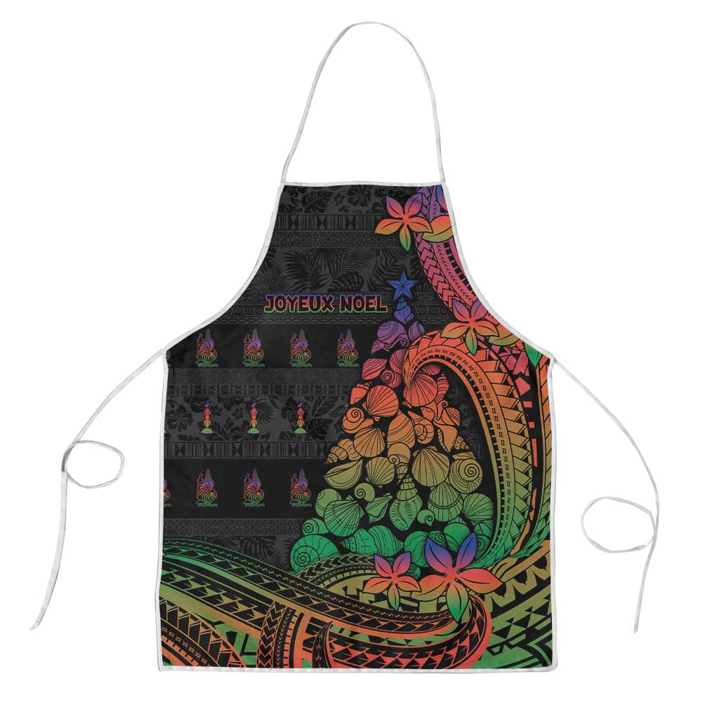 New Caledonia Christmas Apron Seashell Xmas Tree Tribal Waves DT05 Black - Polynesian Pride