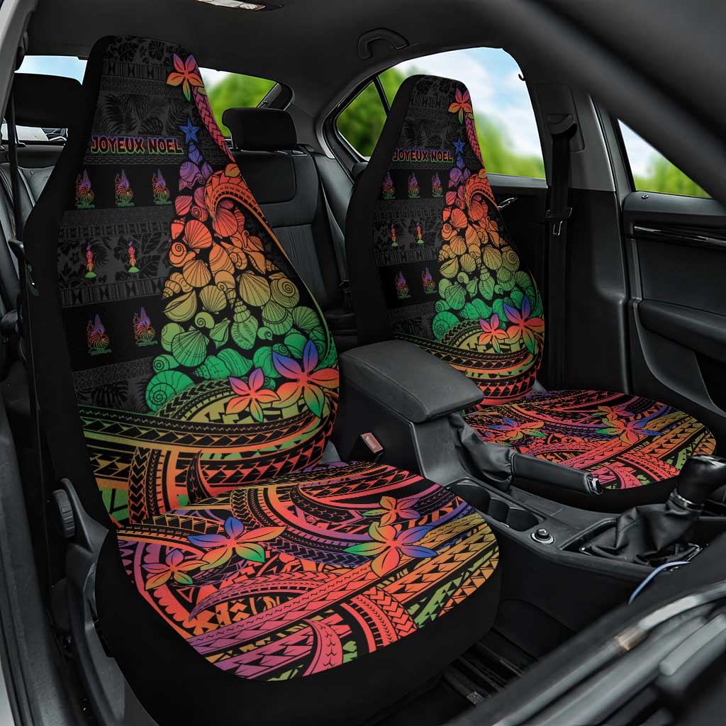 New Caledonia Christmas Car Seat Cover Seashell Xmas Tree Tribal Waves DT05 One Size Black - Polynesian Pride