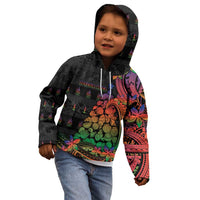 New Caledonia Christmas Kid Hoodie Seashell Xmas Tree Tribal Waves DT05 - Polynesian Pride