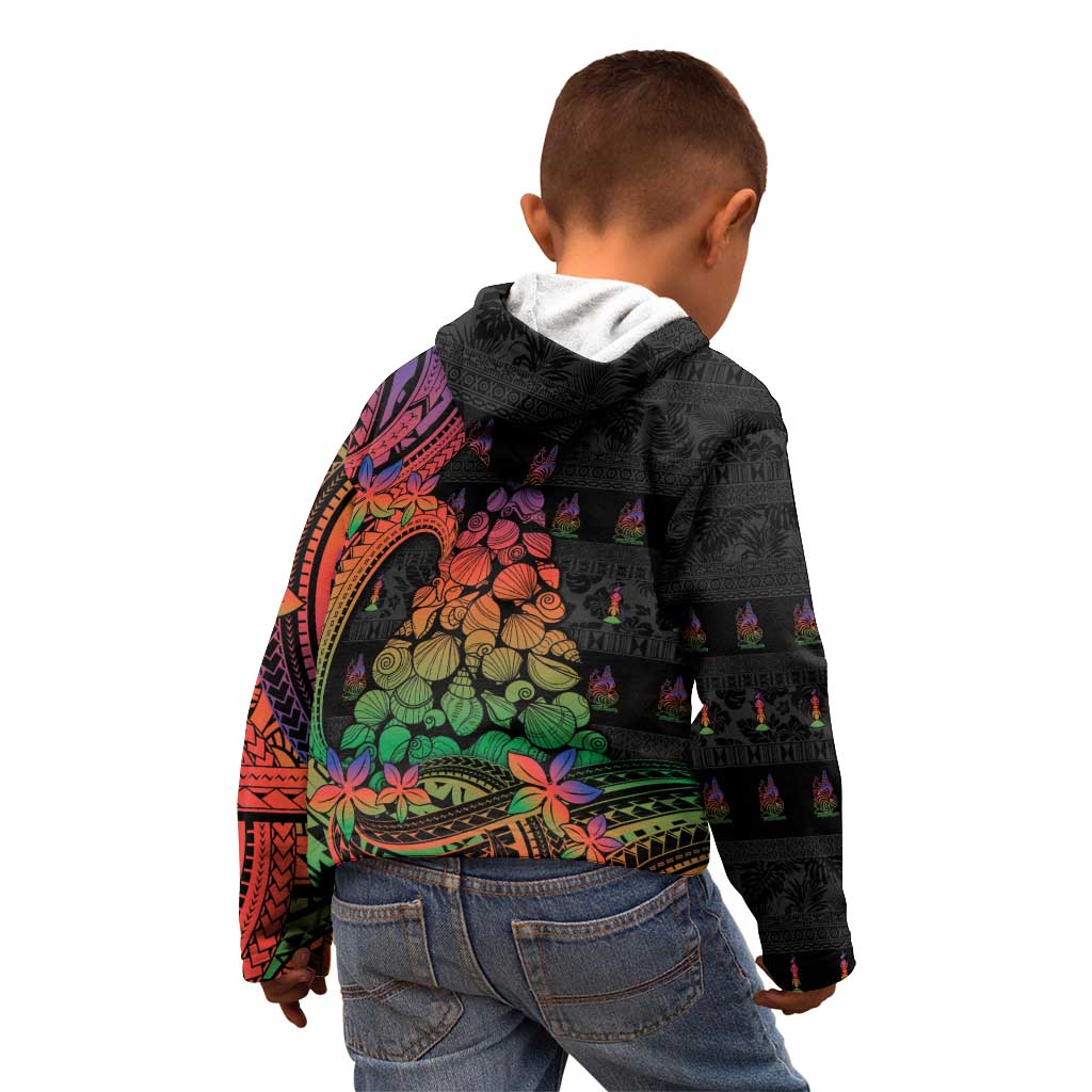New Caledonia Christmas Kid Hoodie Seashell Xmas Tree Tribal Waves DT05 - Polynesian Pride