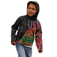 New Caledonia Christmas Kid Hoodie Seashell Xmas Tree Tribal Waves DT05 - Polynesian Pride