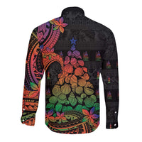 New Caledonia Christmas Long Sleeve Button Shirt Seashell Xmas Tree Tribal Waves DT05 - Polynesian Pride