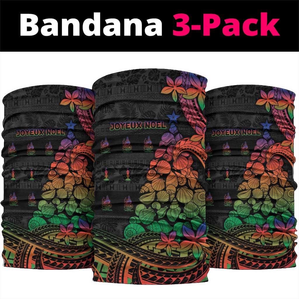 New Caledonia Christmas Neck Gaiter Seashell Xmas Tree Tribal Waves DT05 package One Size: 25*50cm Black - Polynesian Pride