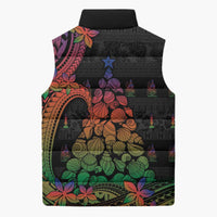 New Caledonia Christmas Sleeveless Puffer Jacket Seashell Xmas Tree Tribal Waves DT05 - Polynesian Pride
