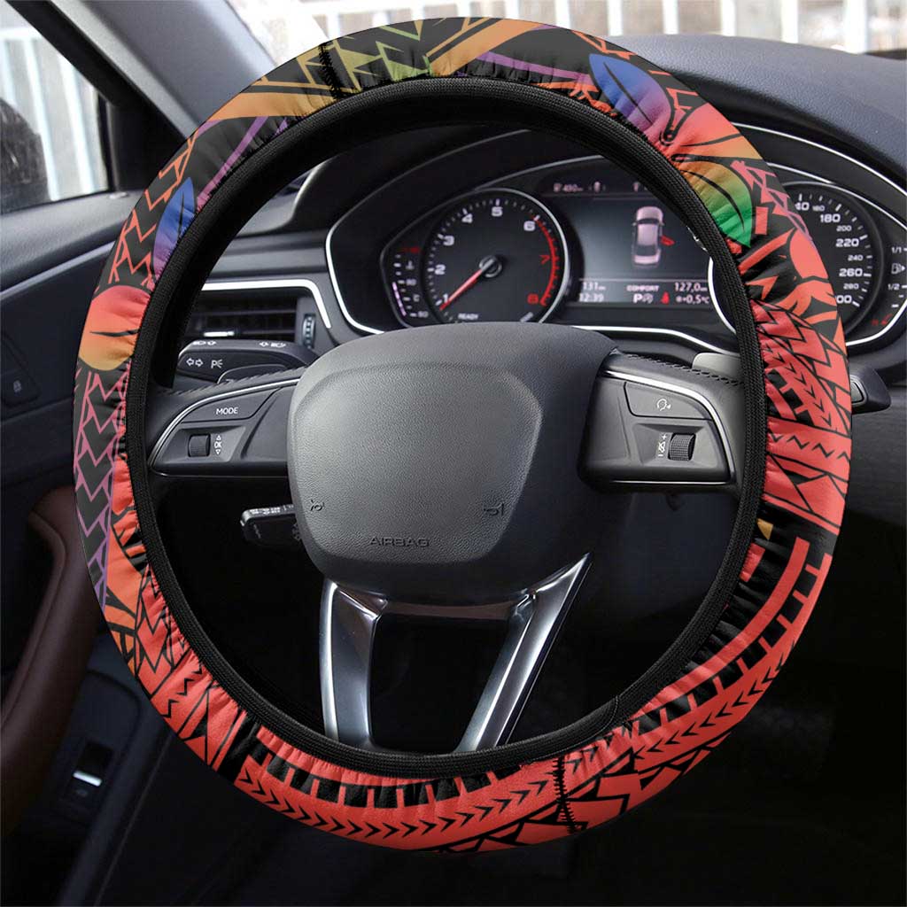 New Caledonia Christmas Steering Wheel Cover Seashell Xmas Tree Tribal Waves DT05 - Polynesian Pride