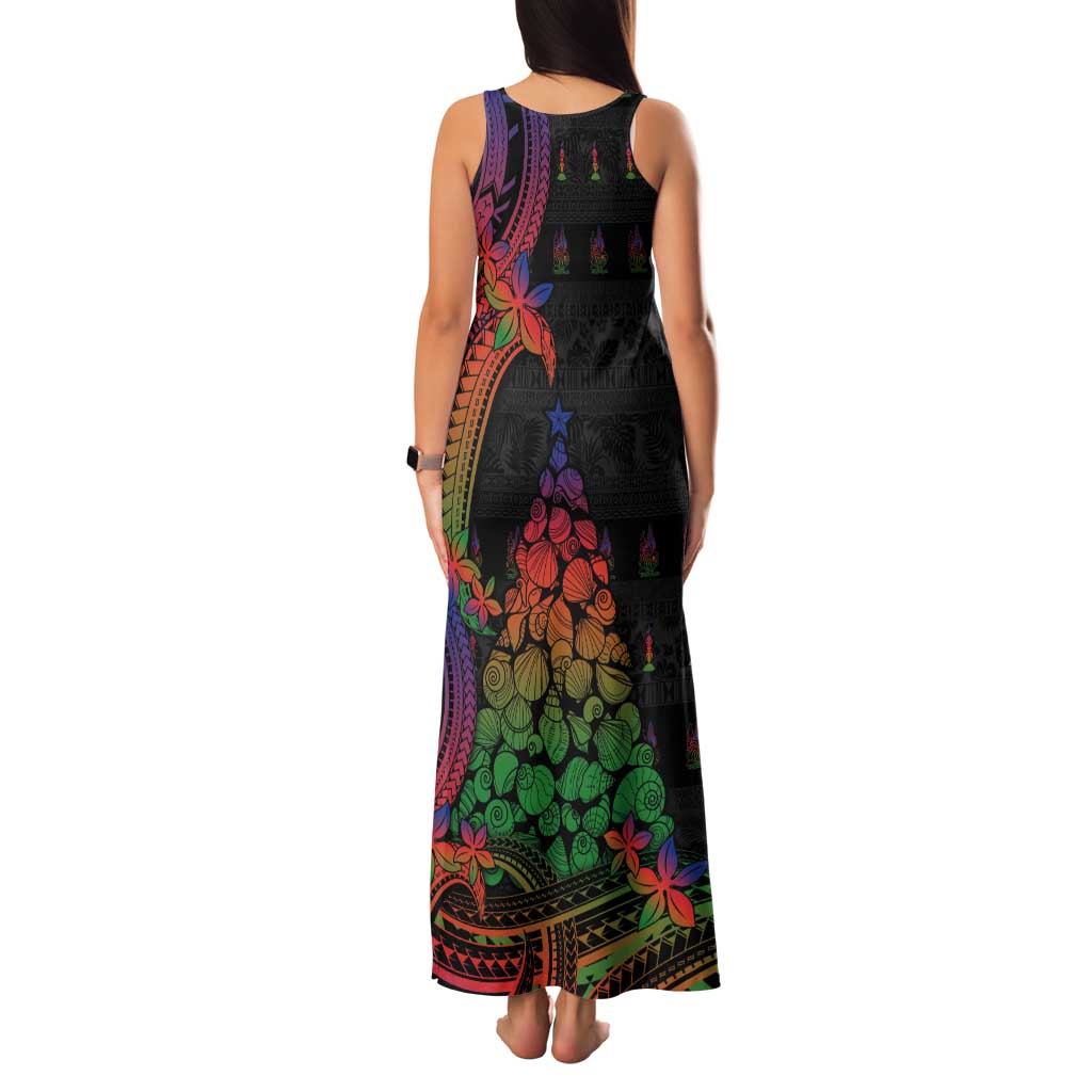 New Caledonia Christmas Tank Maxi Dress Seashell Xmas Tree Tribal Waves DT05 - Polynesian Pride