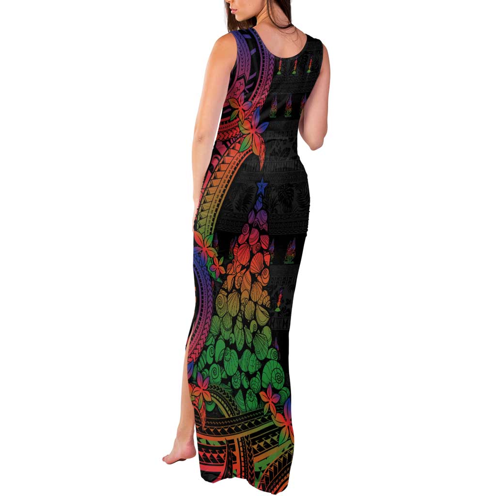 New Caledonia Christmas Tank Maxi Dress Seashell Xmas Tree Tribal Waves DT05 - Polynesian Pride