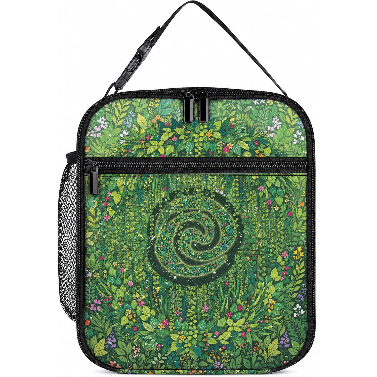 Polynesia Mother Nature Lunch Bag Glowing Heart Spiral Tropical Vine Floral DT05 10.2 × 8.3 × 4.3 inch Green - Polynesian Pride