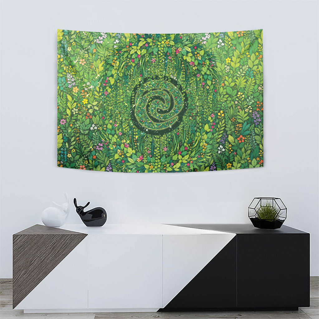 Polynesia Mother Nature Tapestry Glowing Heart Spiral Tropical Vine Floral