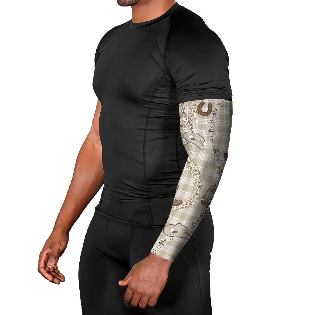 Hawaii Palaka Cowboy Arm Sleeves Shell Maile Lei With Western Patterns DT05 - Polynesian Pride