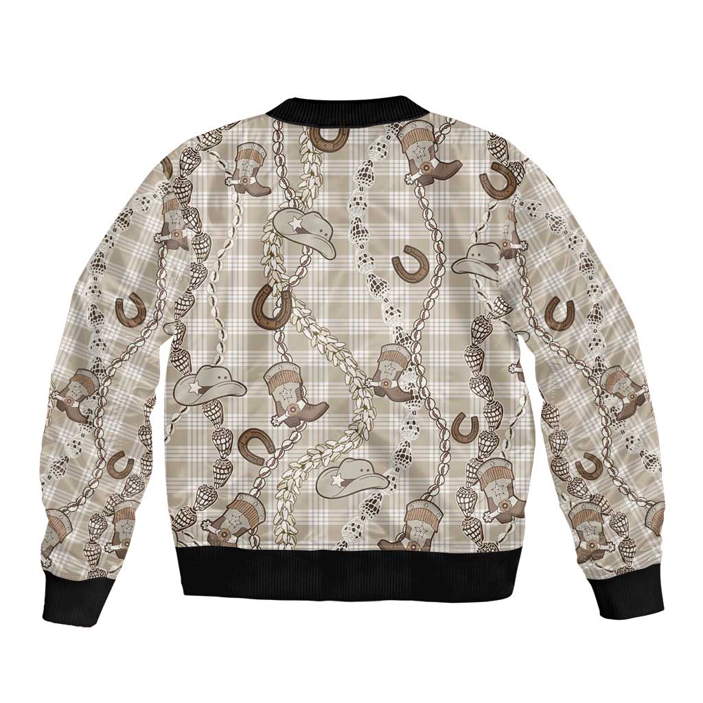 Hawaii Palaka Cowboy Bomber Jacket Shell Maile Lei With Western Patterns DT05 - Polynesian Pride
