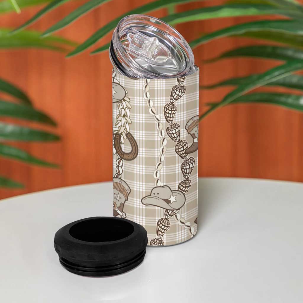 Hawaii Palaka Cowboy 4 in 1 Can Cooler Tumbler Shell Maile Lei With Western Patterns DT05 - Polynesian Pride