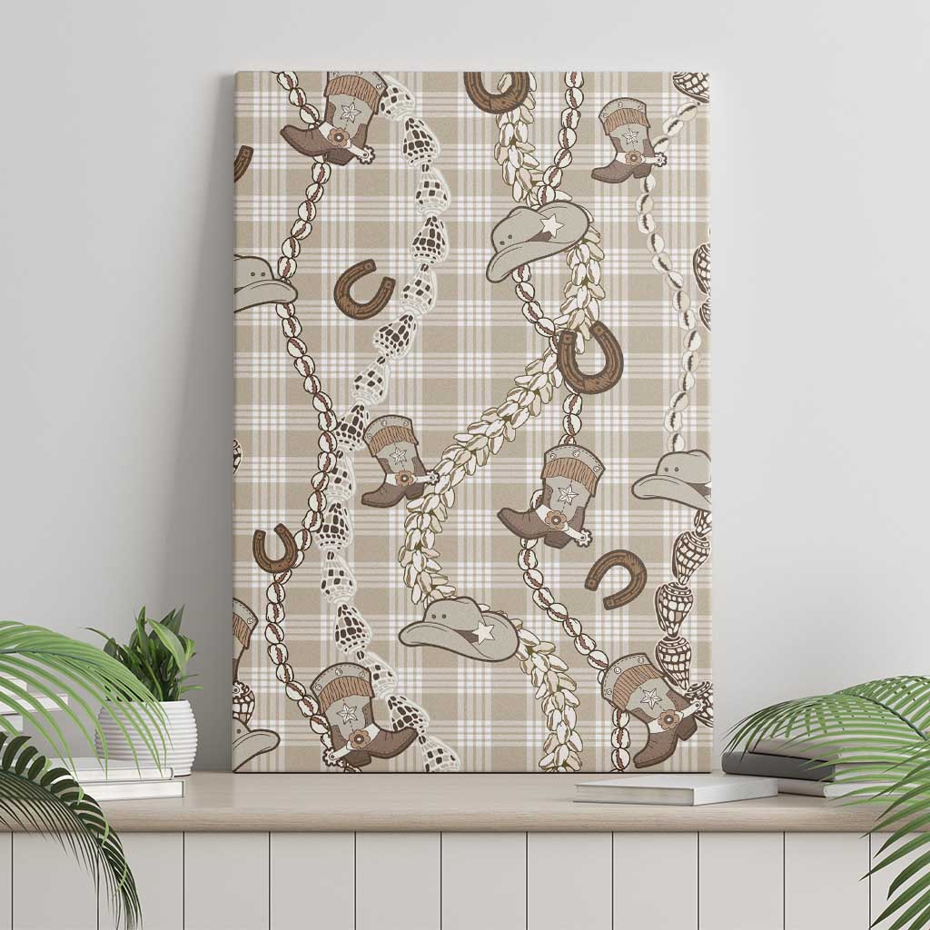 Hawaii Palaka Cowboy Canvas Wall Art Shell Maile Lei With Western Patterns DT05 - Polynesian Pride