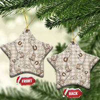 Hawaii Palaka Cowboy Ceramic Ornament Shell Maile Lei With Western Patterns DT05 Star Beige - Polynesian Pride