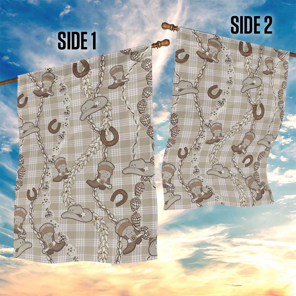 Hawaii Palaka Cowboy Garden Flag Shell Maile Lei With Western Patterns DT05 - Polynesian Pride
