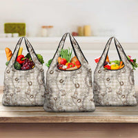 Hawaii Palaka Cowboy Grocery Bag Shell Maile Lei With Western Patterns DT05 3-pack One Size Beige - Polynesian Pride