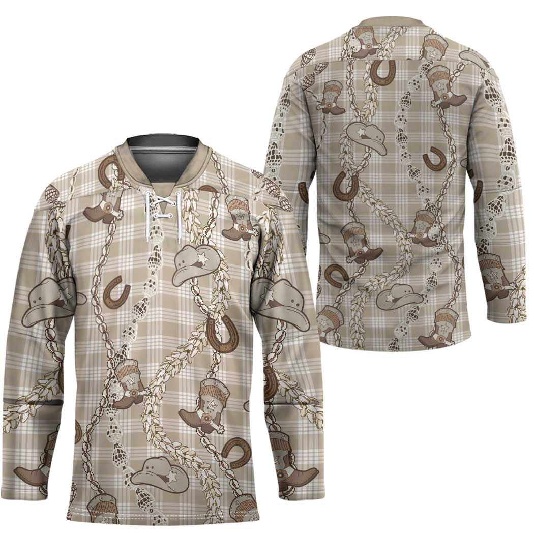 Hawaii Palaka Cowboy Hockey Jersey Shell Maile Lei With Western Patterns DT05 - Polynesian Pride
