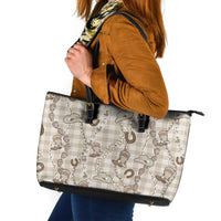 Hawaii Palaka Cowboy Leather Tote Bag Shell Maile Lei With Western Patterns DT05 Beige - Polynesian Pride
