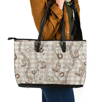 Hawaii Palaka Cowboy Leather Tote Bag Shell Maile Lei With Western Patterns DT05 - Polynesian Pride