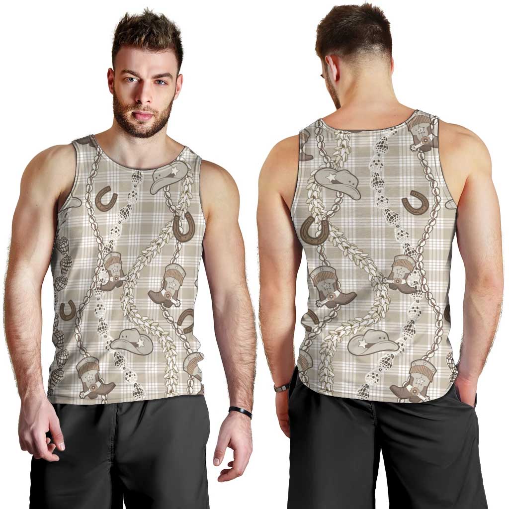Hawaii Palaka Cowboy Men Tank Top Shell Maile Lei With Western Patterns DT05 - Polynesian Pride