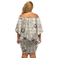 Hawaii Palaka Cowboy Off Shoulder Short Dress Shell Maile Lei With Western Patterns DT05 - Polynesian Pride