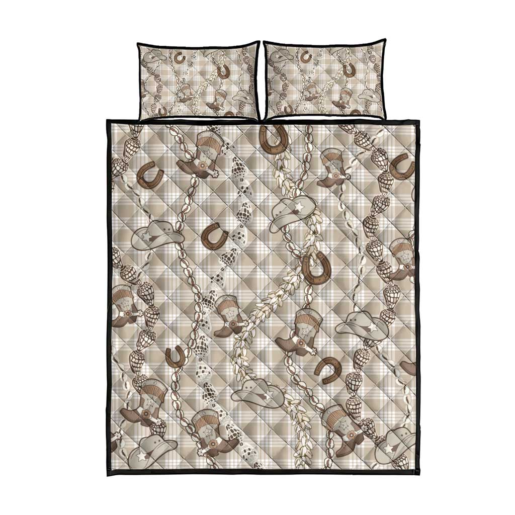 Hawaii Palaka Cowboy Quilt Bed Set Shell Maile Lei With Western Patterns DT05 - Polynesian Pride