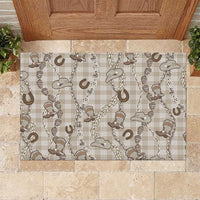 Hawaii Palaka Cowboy Rubber Doormat Shell Maile Lei With Western Patterns DT05 Beige - Polynesian Pride