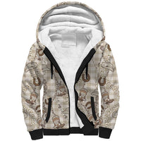 Hawaii Palaka Cowboy Sherpa Hoodie Shell Maile Lei With Western Patterns DT05 Unisex Beige - Polynesian Pride