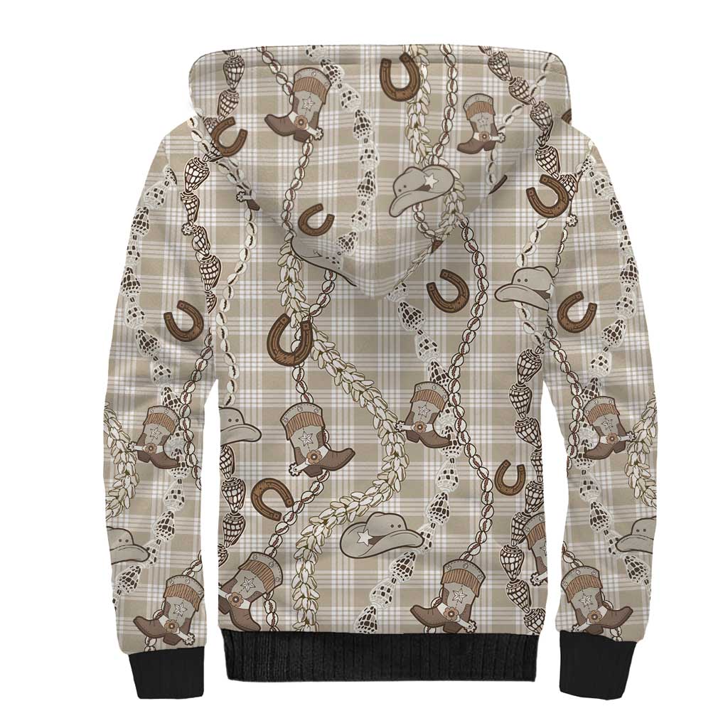 Hawaii Palaka Cowboy Sherpa Hoodie Shell Maile Lei With Western Patterns DT05 - Polynesian Pride