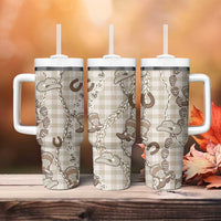 Hawaii Palaka Cowboy Tumbler With Handle Shell Maile Lei With Western Patterns DT05 - Polynesian Pride