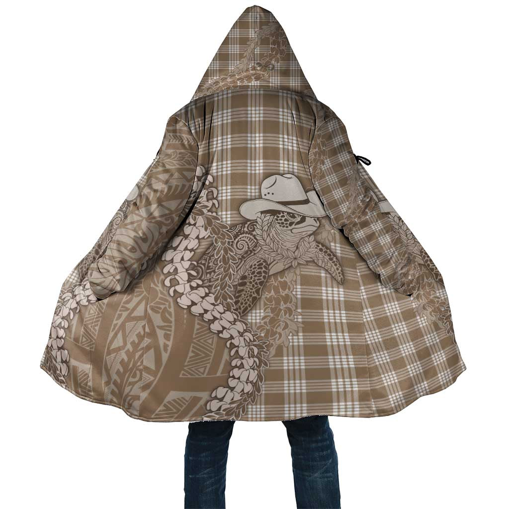 Beige Hawaii Palaka Cowboy Turtle Cloak Hawaiian Paniolo Puakenikeni Maile Lei DT05 Unisex Beige - Polynesian Pride