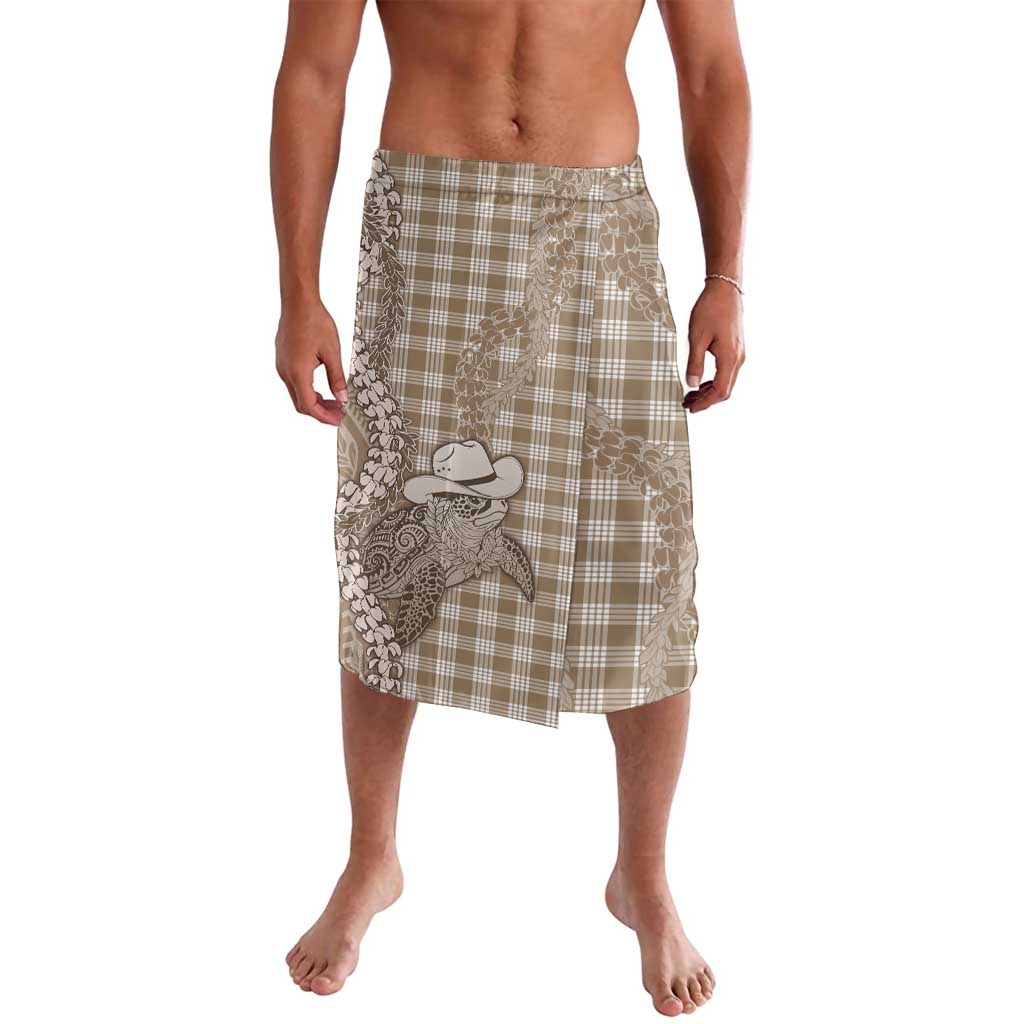 Beige Hawaii Palaka Cowboy Turtle Lavalava Hawaiian Paniolo Puakenikeni Maile Lei DT05 Beige - Polynesian Pride