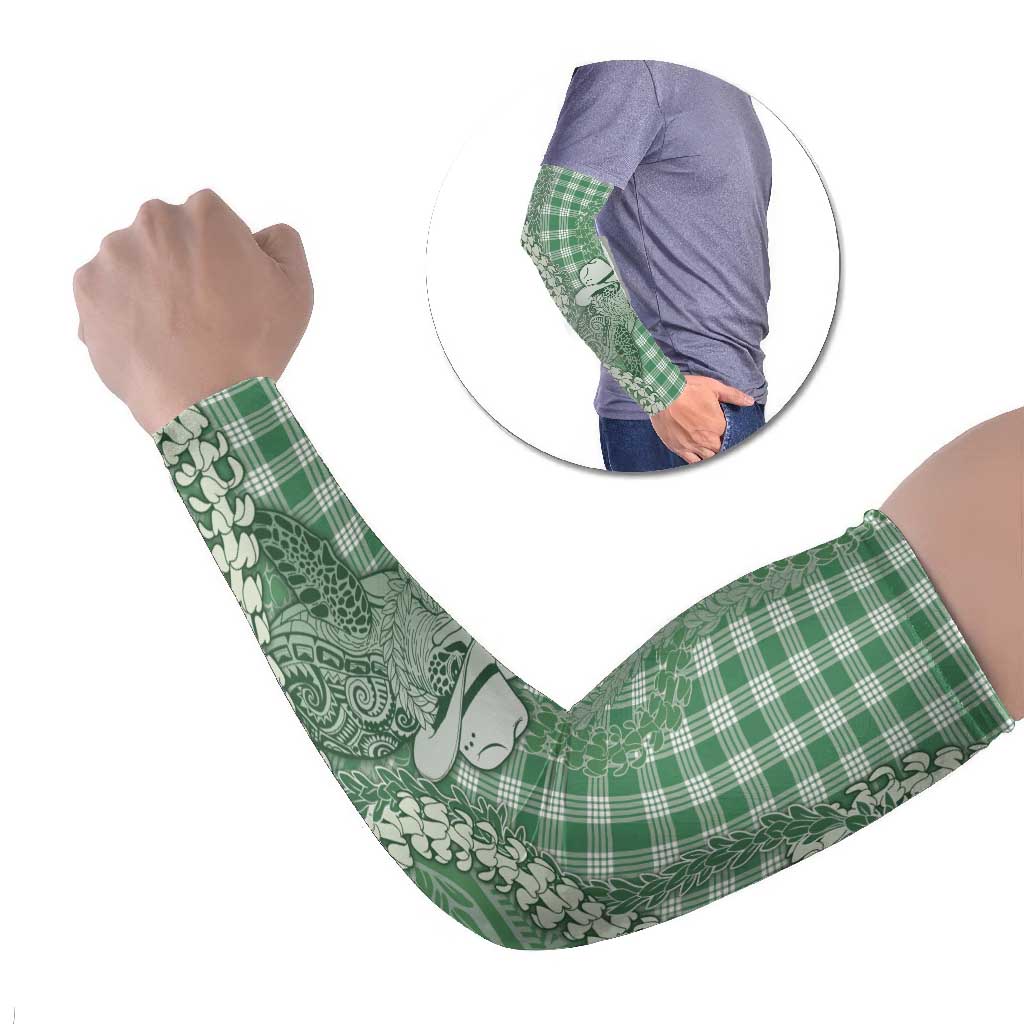 Green Hawaii Palaka Cowboy Turtle Arm Sleeves Hawaiian Paniolo Puakenikeni Maile Lei DT05 Set of 2 Green - Polynesian Pride