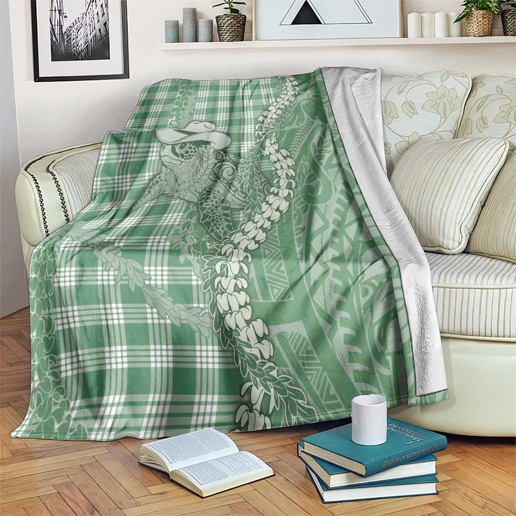 Green Hawaii Palaka Cowboy Turtle Blanket Hawaiian Paniolo Puakenikeni Maile Lei DT05 Green - Polynesian Pride