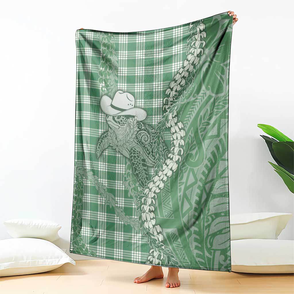 Green Hawaii Palaka Cowboy Turtle Blanket Hawaiian Paniolo Puakenikeni Maile Lei DT05 - Polynesian Pride