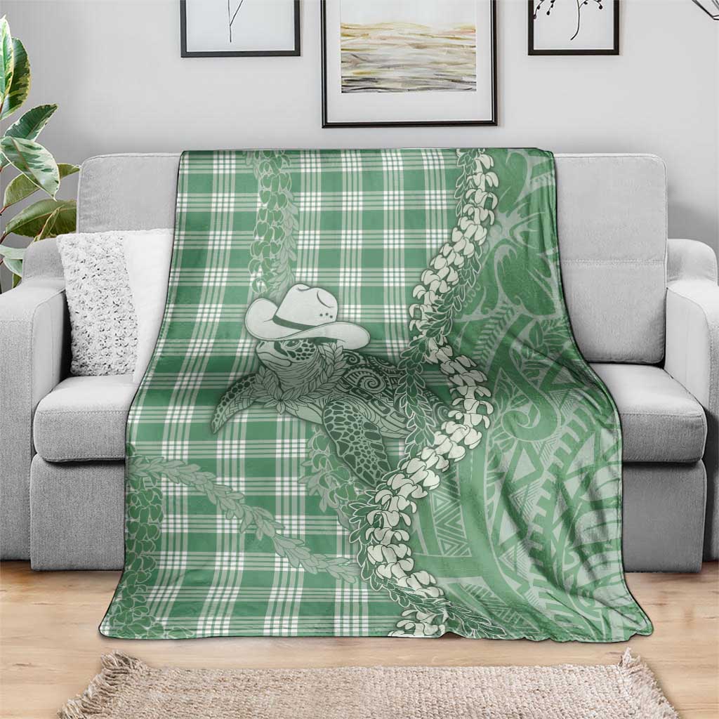 Green Hawaii Palaka Cowboy Turtle Blanket Hawaiian Paniolo Puakenikeni Maile Lei DT05 - Polynesian Pride