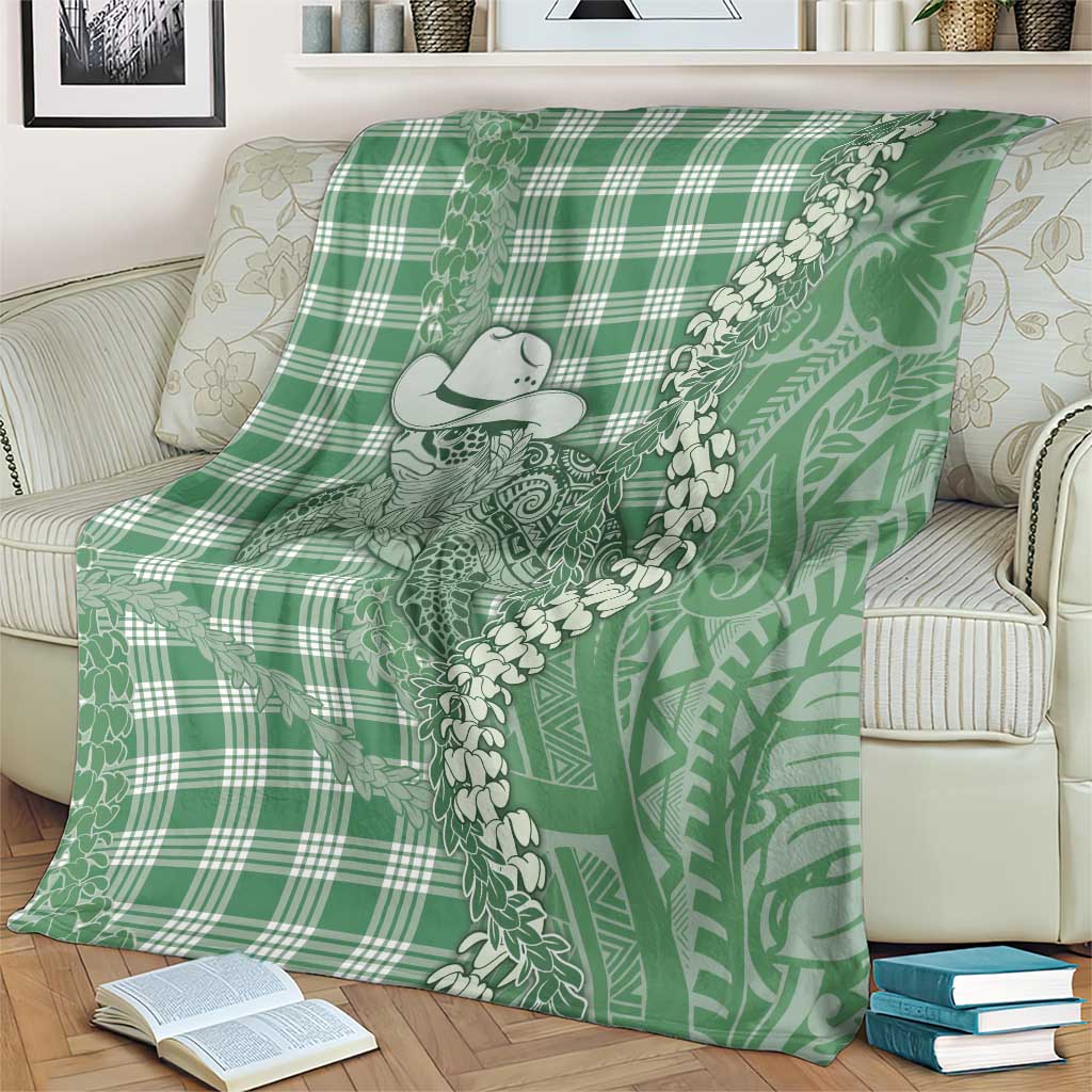 Green Hawaii Palaka Cowboy Turtle Blanket Hawaiian Paniolo Puakenikeni Maile Lei DT05 - Polynesian Pride
