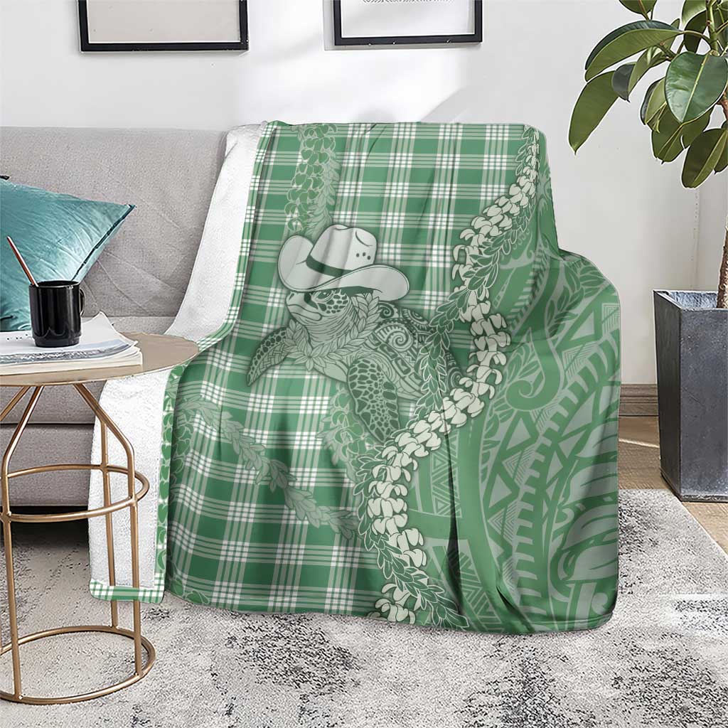 Green Hawaii Palaka Cowboy Turtle Blanket Hawaiian Paniolo Puakenikeni Maile Lei DT05 - Polynesian Pride