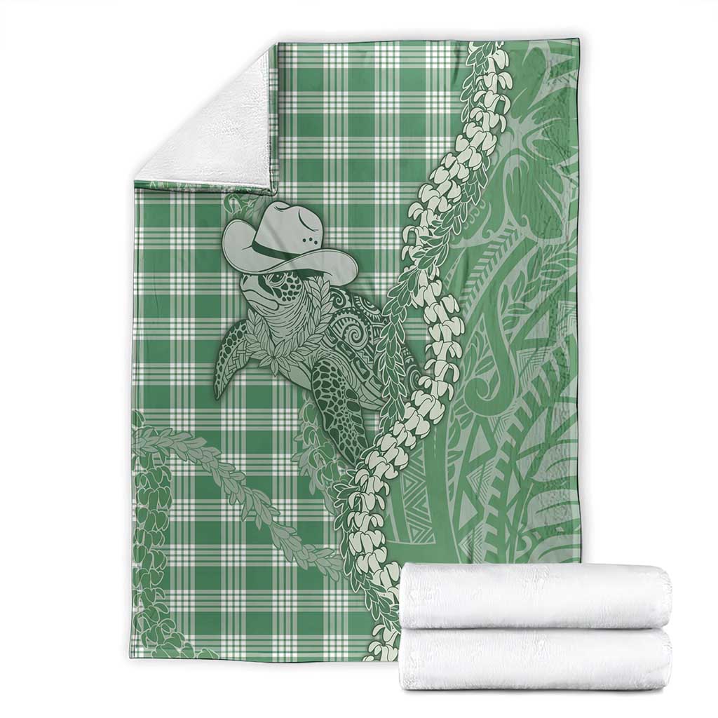 Green Hawaii Palaka Cowboy Turtle Blanket Hawaiian Paniolo Puakenikeni Maile Lei DT05 - Polynesian Pride
