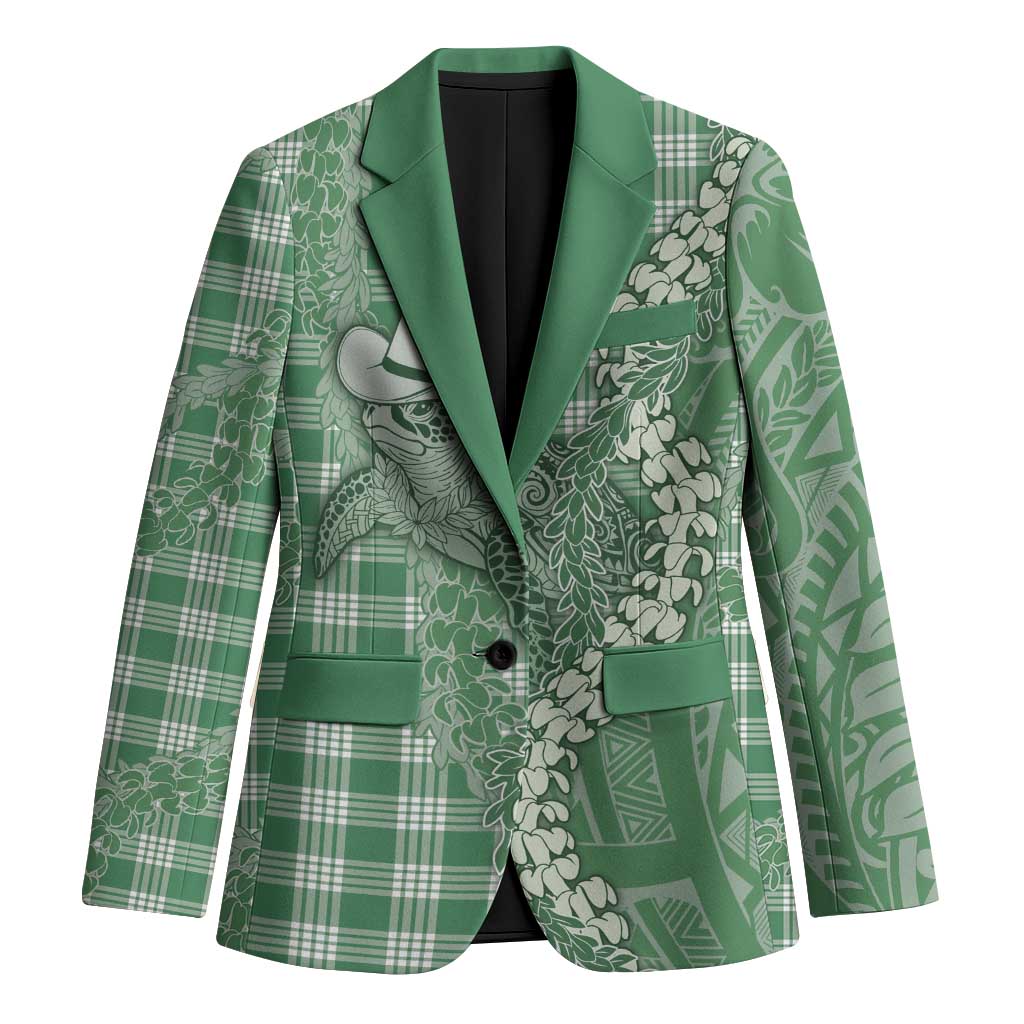 Green Hawaii Palaka Cowboy Turtle Blazer Hawaiian Paniolo Puakenikeni Maile Lei DT05 Unisex Green - Polynesian Pride