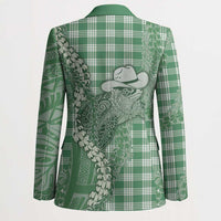 Green Hawaii Palaka Cowboy Turtle Blazer Hawaiian Paniolo Puakenikeni Maile Lei DT05 - Polynesian Pride