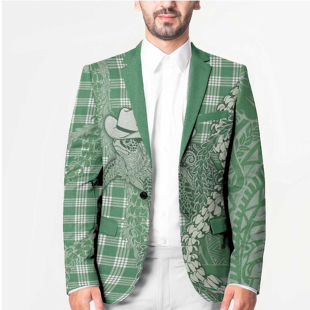 Green Hawaii Palaka Cowboy Turtle Blazer Hawaiian Paniolo Puakenikeni Maile Lei DT05 - Polynesian Pride
