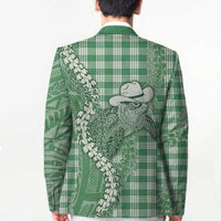 Green Hawaii Palaka Cowboy Turtle Blazer Hawaiian Paniolo Puakenikeni Maile Lei DT05 - Polynesian Pride